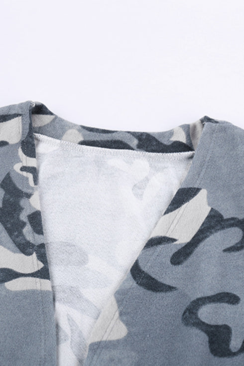 Print Colorblock Long Cardigan